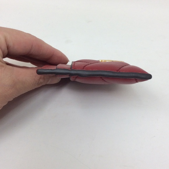 Authentic Tory Burch Kira Chevron Card Case Wallet Red - Picture 6 of 10